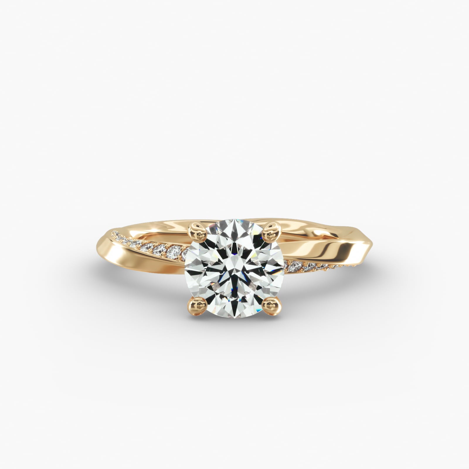 Twisted Sparkle Round Lab Grown Diamond Center Engagement Ring