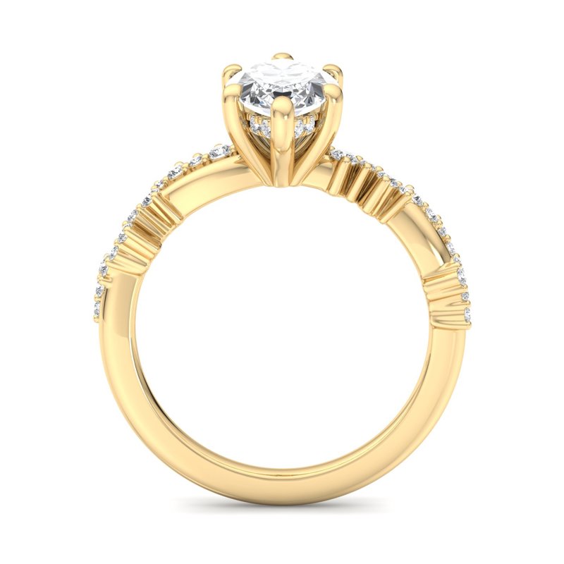 Classic Sparkle Pavé Marquise Lab Grown Diamond Center Engagement Ring