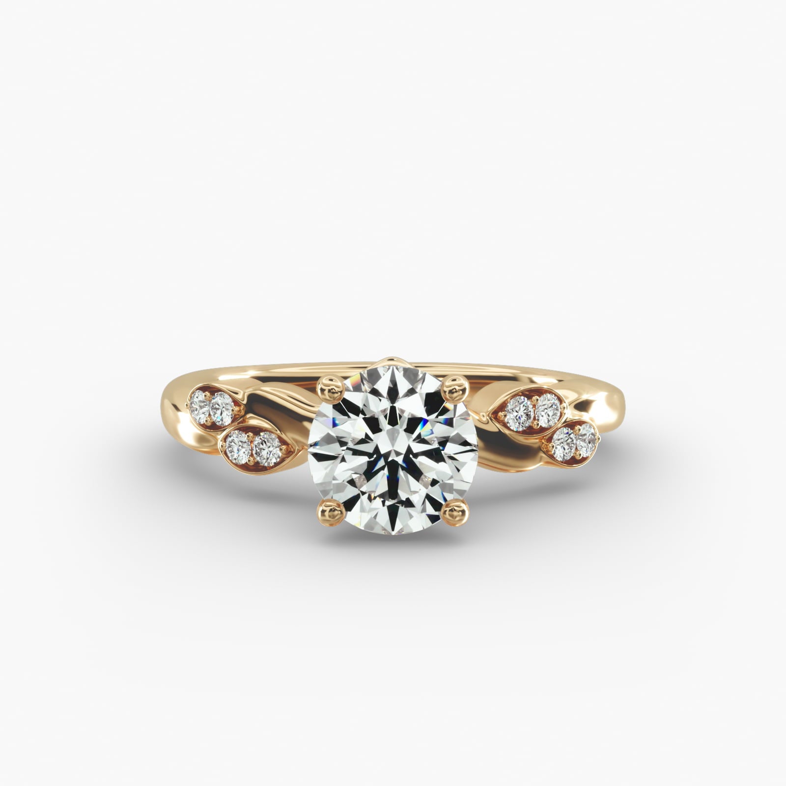 Floral Twist Cluster Round Lab Grown Diamond Center Engagement Ring