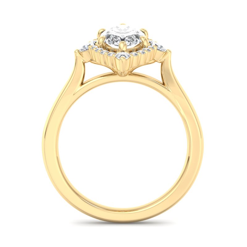 Halo-style with Pear Accents and Marquise Lab Grown Diamond Center Engagement Ring