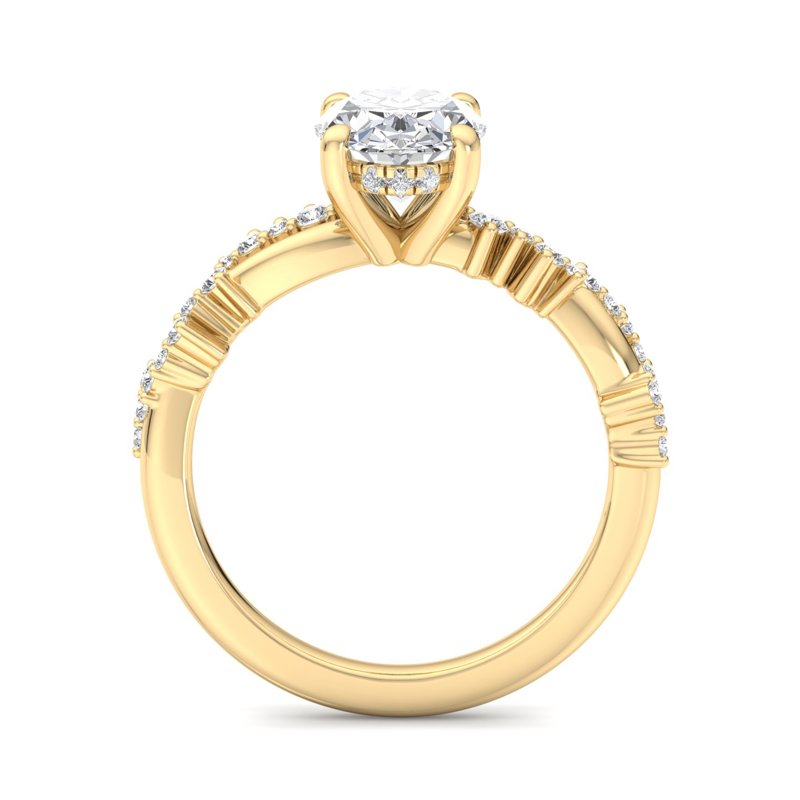 Classic Sparkle Pavé Oval Lab Grown Diamond Center Engagement Ring