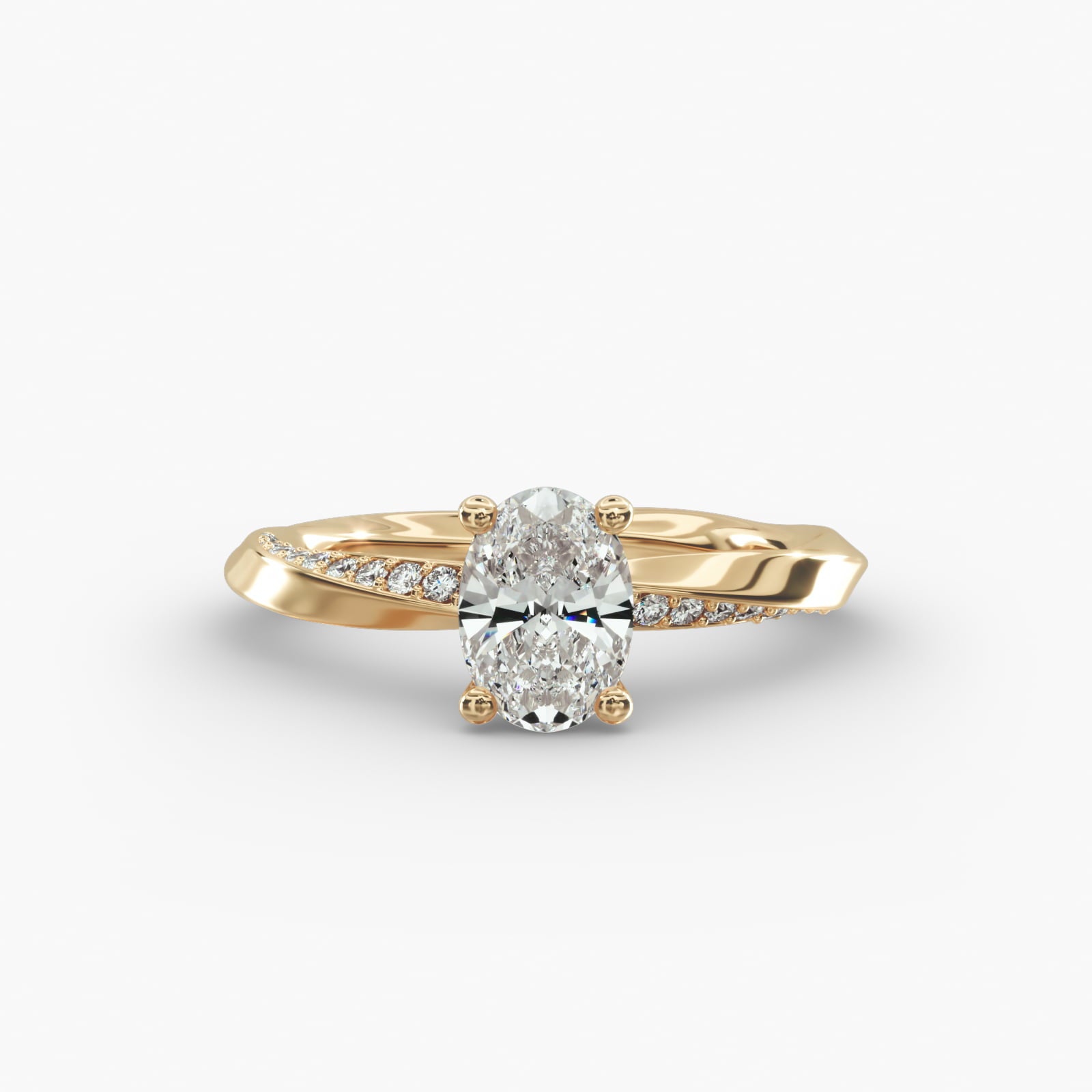 Twisted Sparkle Oval Lab Grown Diamond Center Engagement Ring