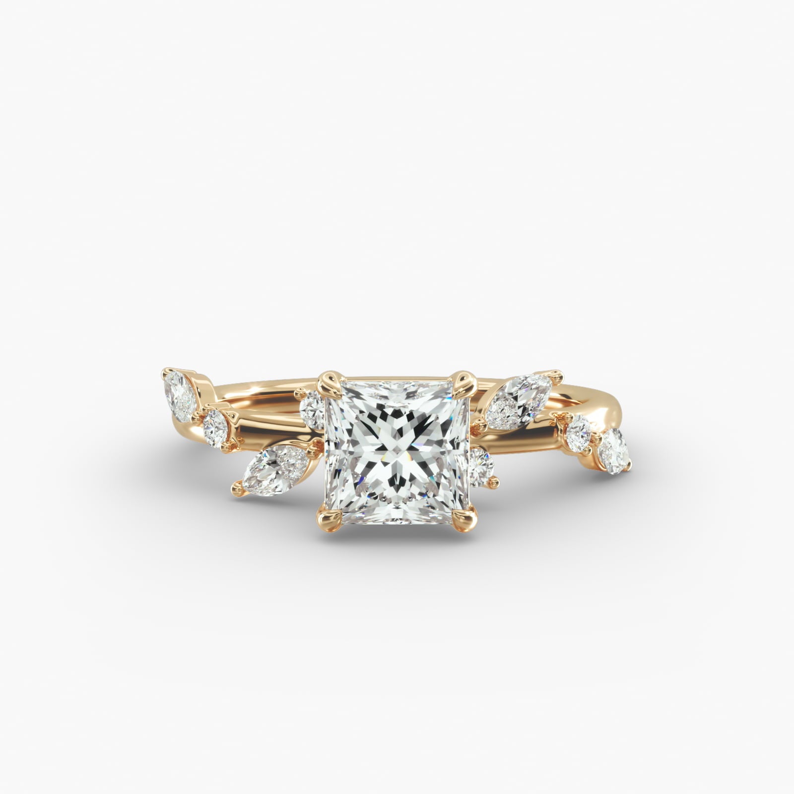 Symphony of Light Floral Princess Lab Grown Diamond Center Engagement Ring