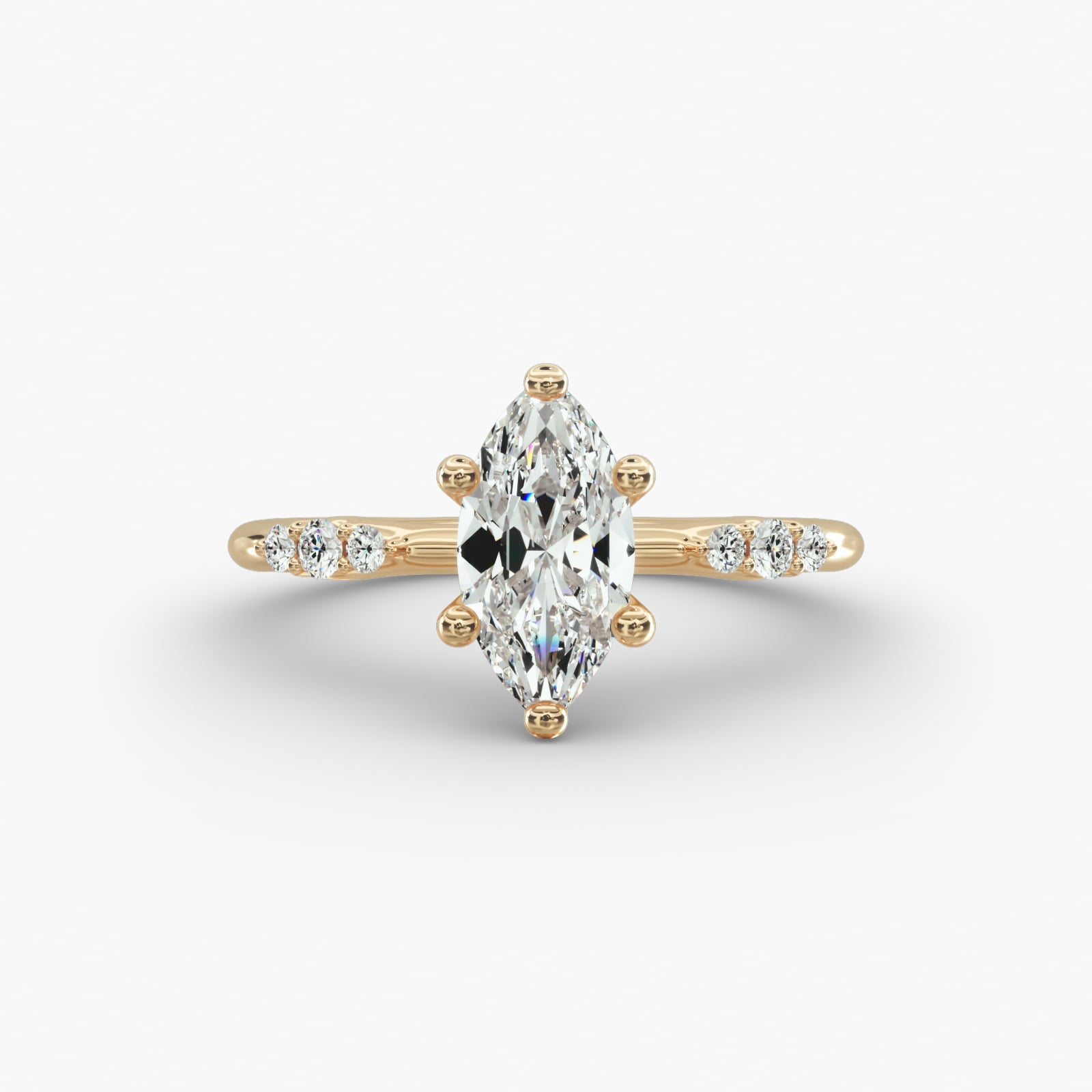 Graduated Sparkle Marquise Lab Grown Diamond Center Engagement Ring