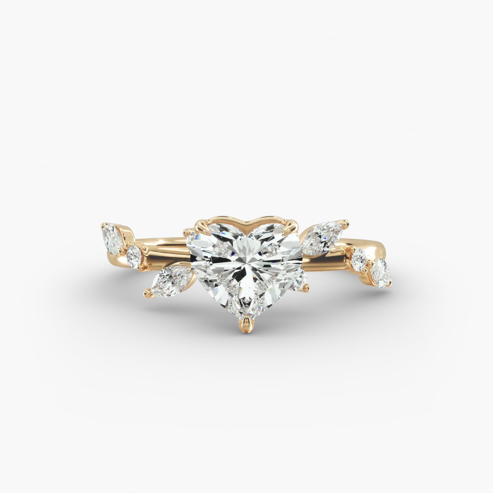 Symphony of Light Floral Heart Lab Grown Diamond Center Engagement Ring