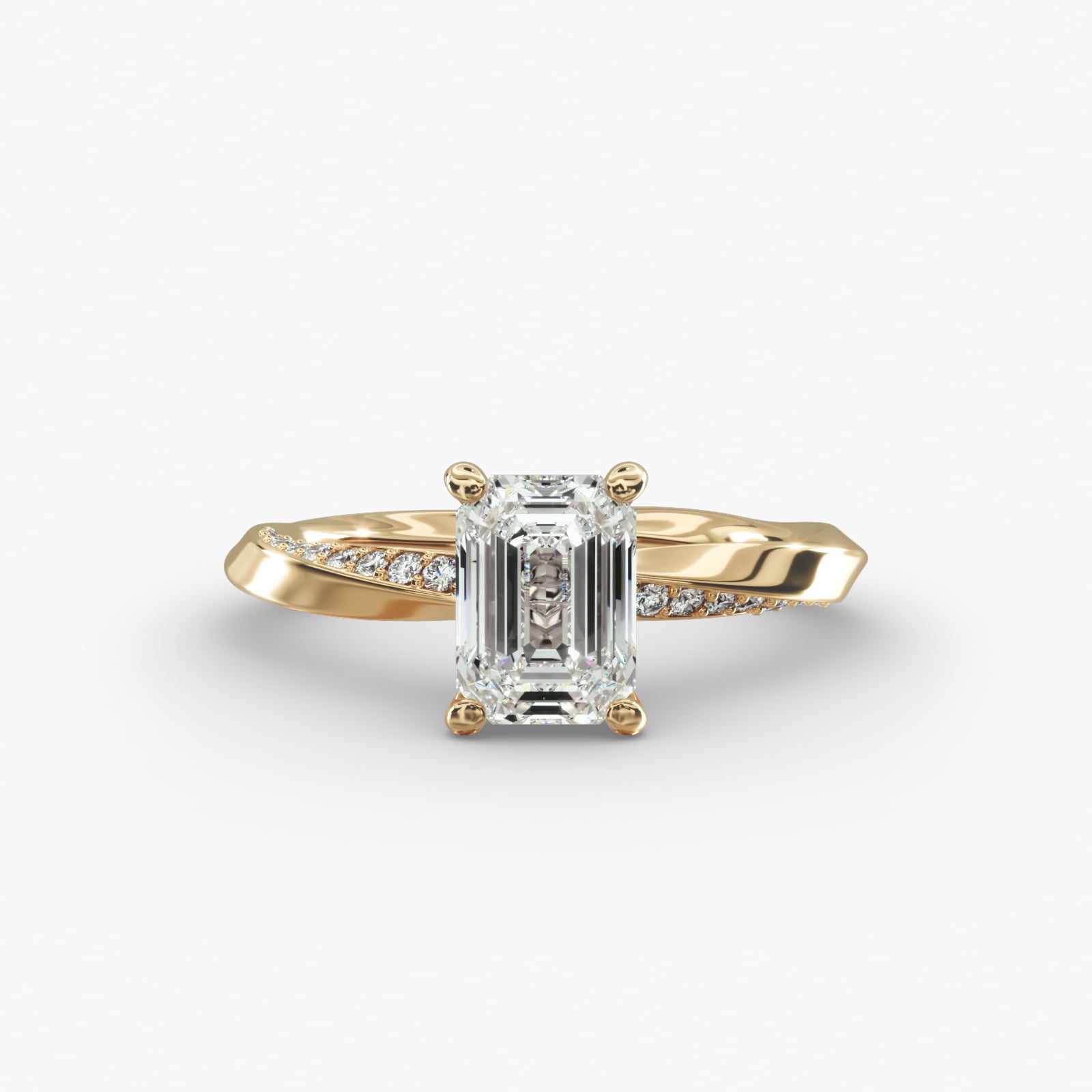 Twisted Sparkle Emerald Lab Grown Diamond Center Engagement Ring