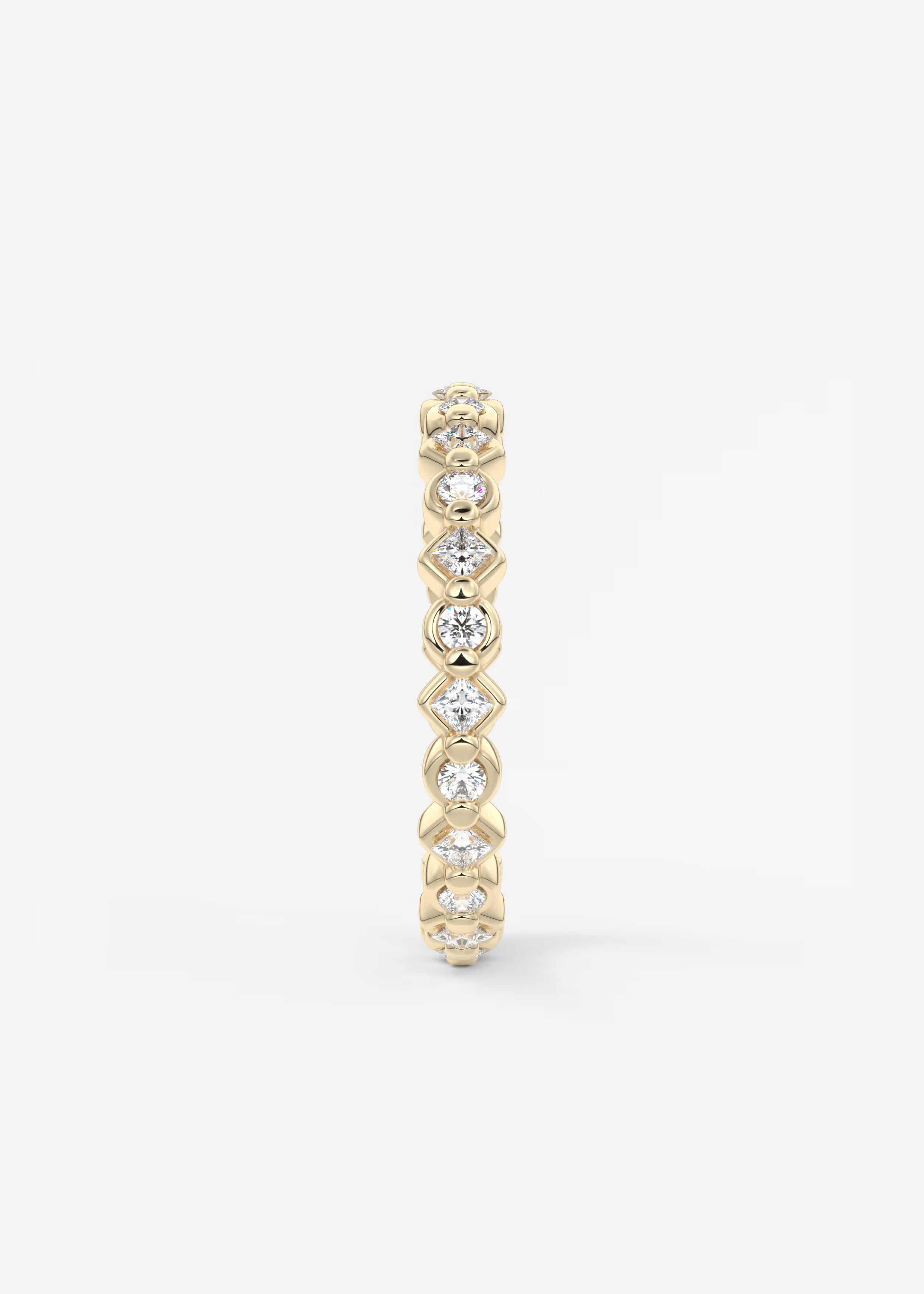Gold Full Eternity Band with Raised Diamond‑Shaped Settings and Round Lab‑Grown Diamonds