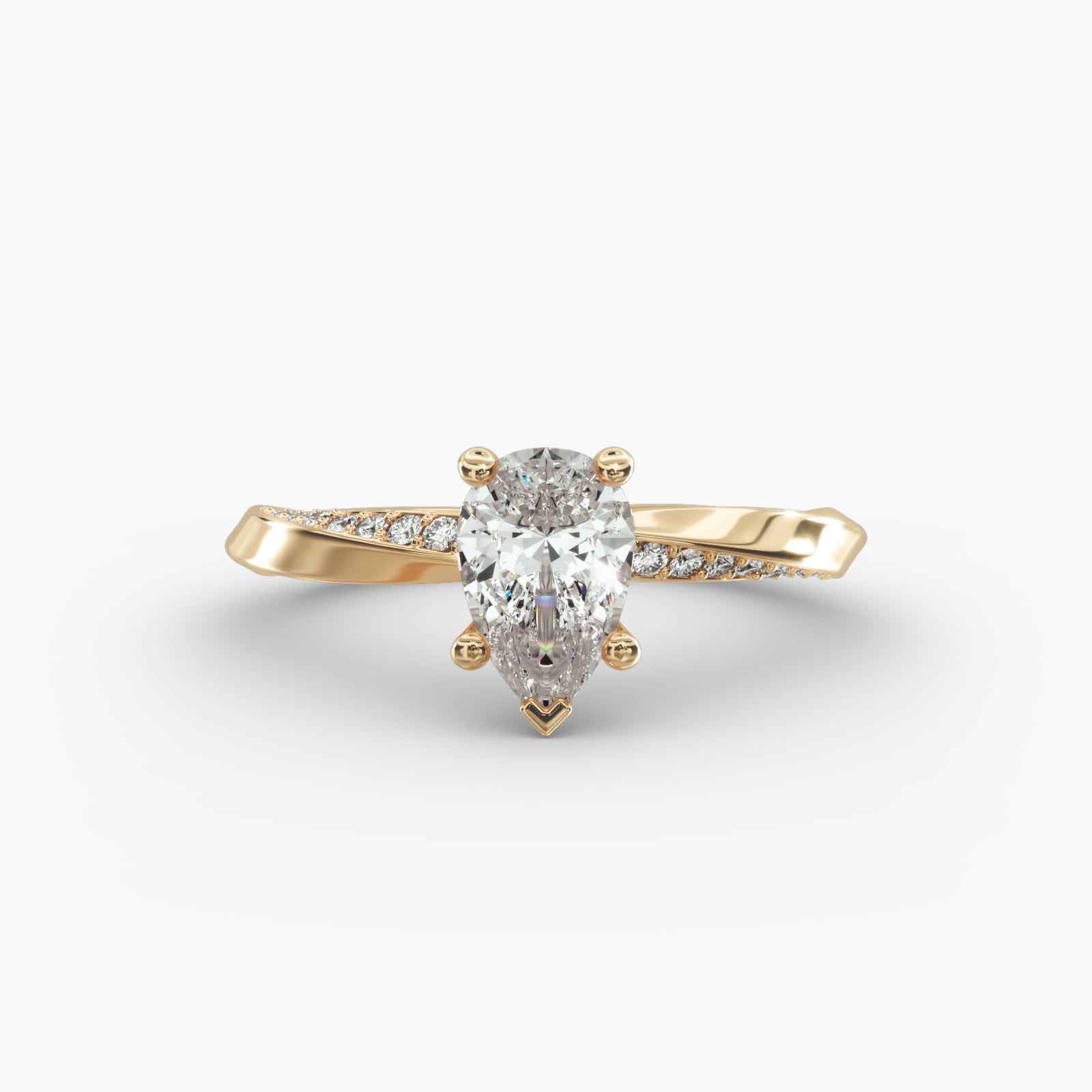 Twisted Sparkle Pear Lab Grown Diamond Center Engagement Ring