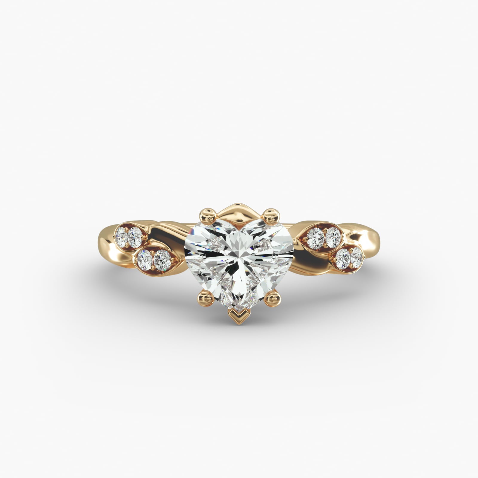 Floral Twist Cluster Heart Lab Grown Diamond Center Engagement Ring