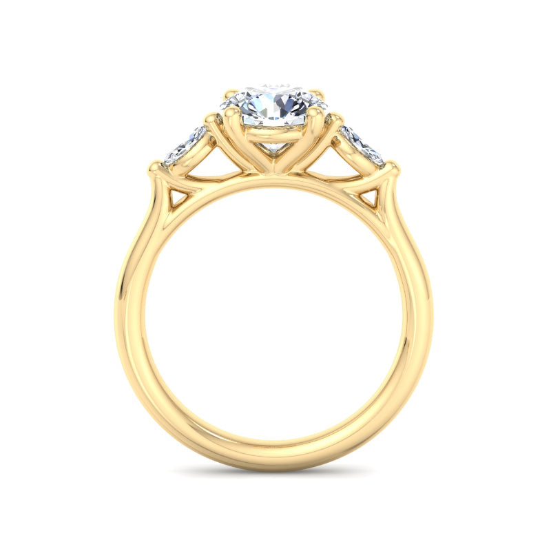 Classic Round-Cut Center with Side Accents Lab Grown Diamond Center Engagement Ring