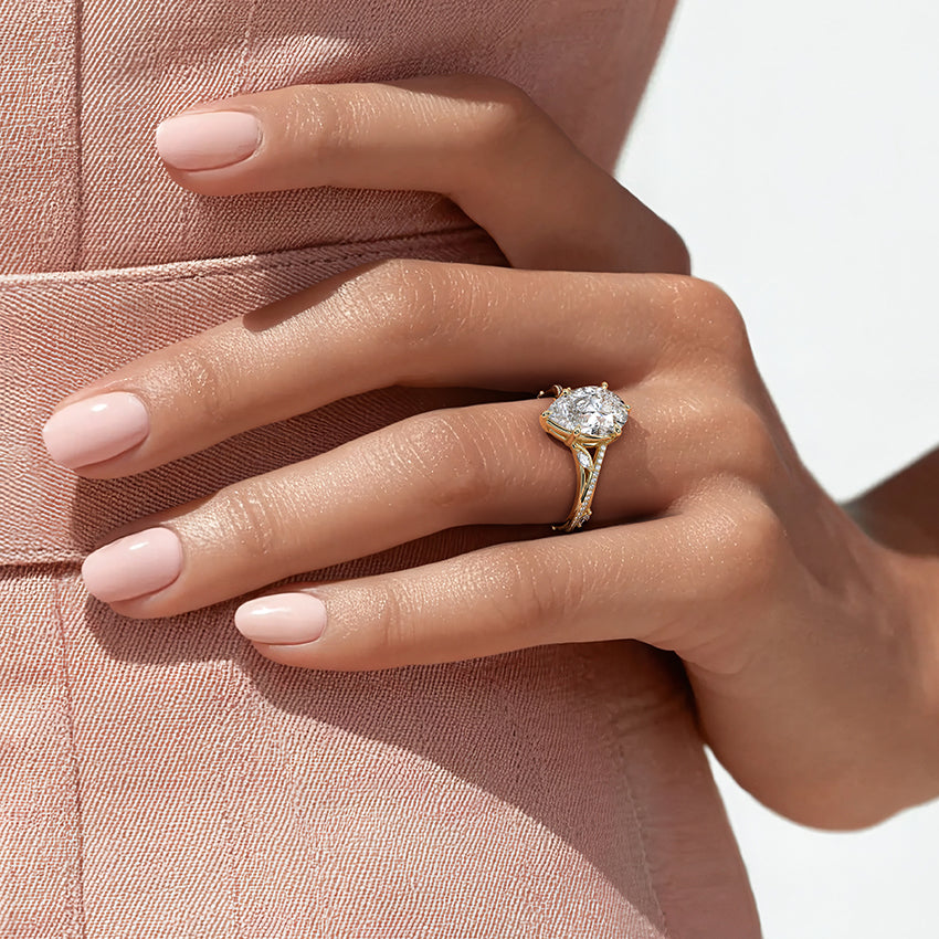 Split Vine Marquise Cluster Marquise Lab Grown Diamond Center Engagement Ring