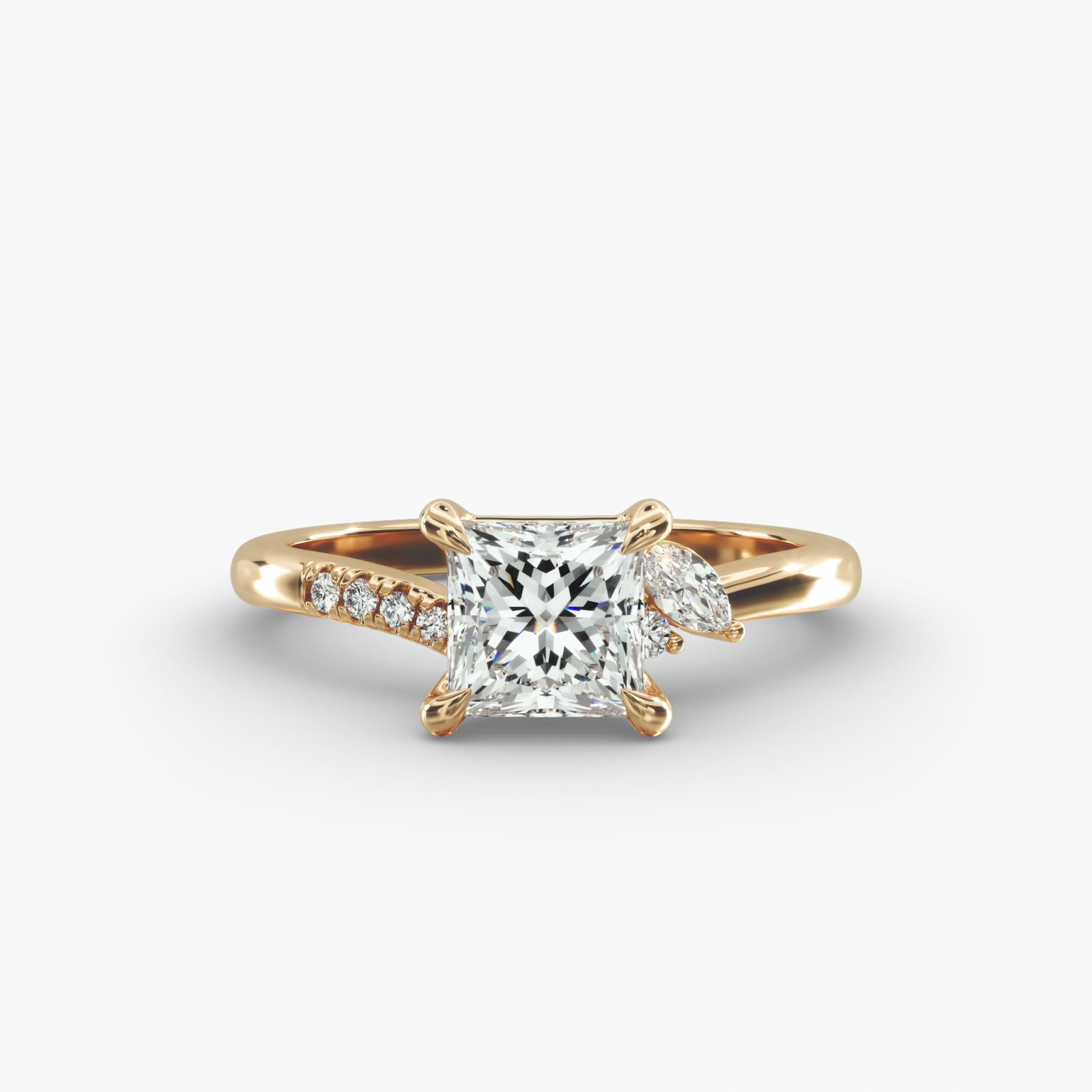 Asymmetric Elegance Princess Lab Grown Diamond Center Engagement Ring