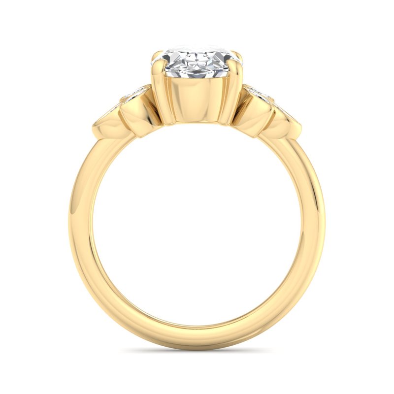 Floral Radiance Oval Lab Grown Diamond Center Engagement Ring