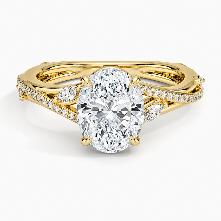 Split Vine Marquise Cluster Oval Lab Grown Diamond Center Engagement Ring