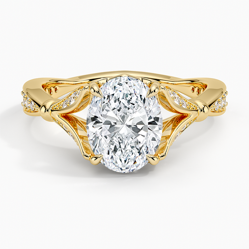Leaf Embrace Split-Shank Oval Lab Grown Diamond Center Engagement Ring