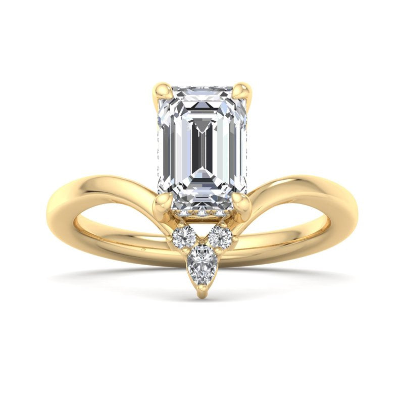 Radiant Tiered Sparkle Emerald Lab Grown Diamond Center Engagement Ring