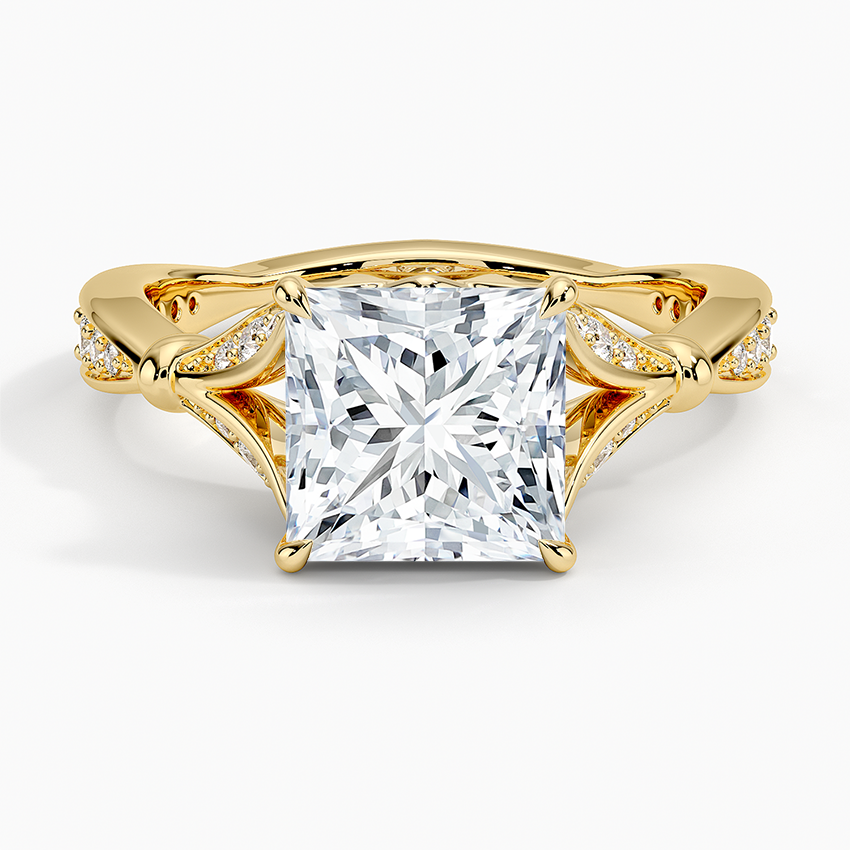 Leaf Embrace Split-Shank Princess Lab Grown Diamond Center Engagement Ring