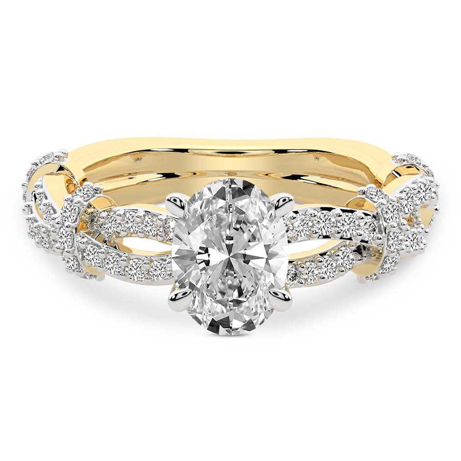 Twisted Brilliance Dual-Tone oval Lab Grown Diamond Center Engagement Ring