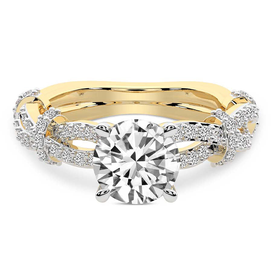 Twisted Brilliance Dual-Tone round Lab Grown Diamond Center Engagement Ring