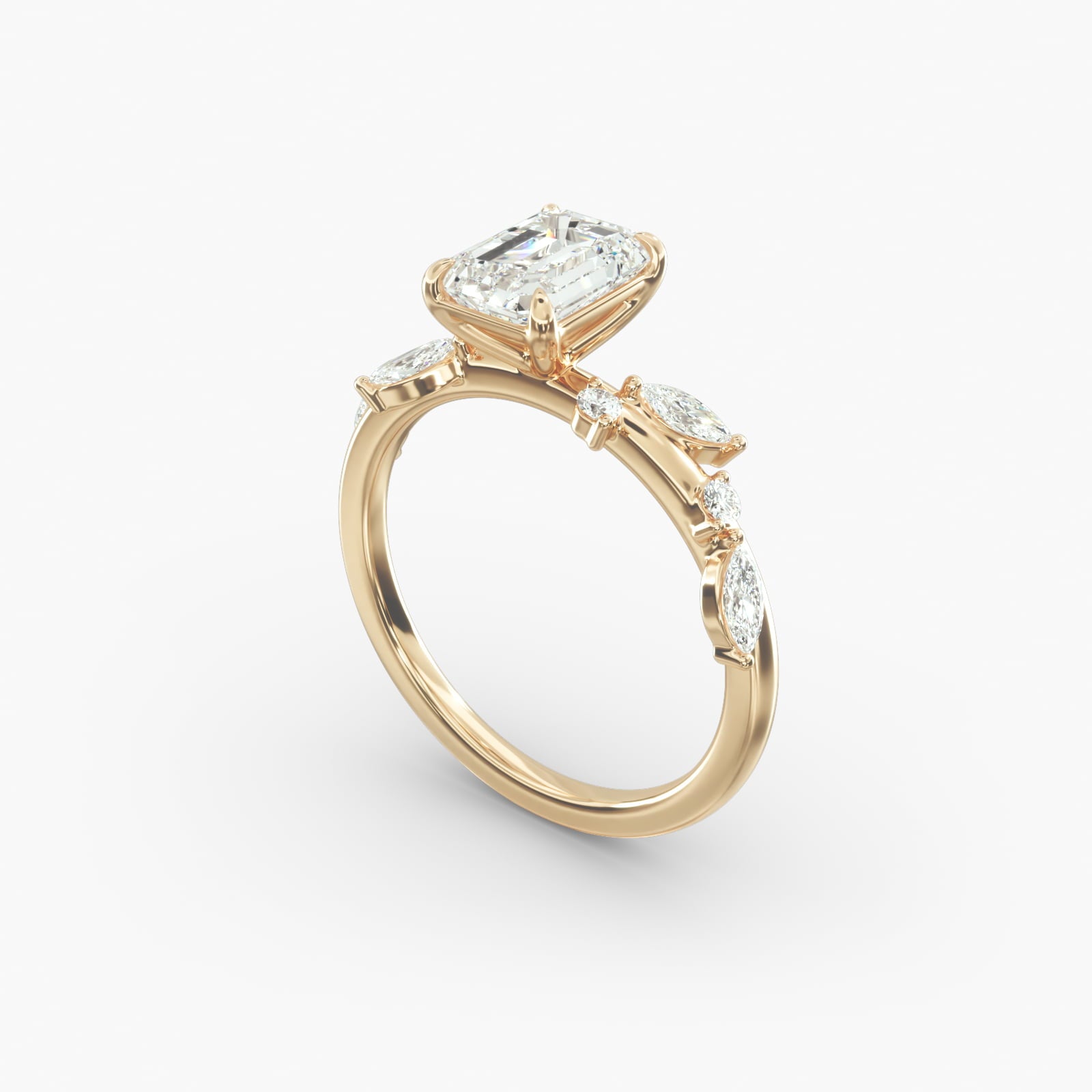 Symphony of Light Floral Emerald Lab Grown Diamond Center Engagement Ring