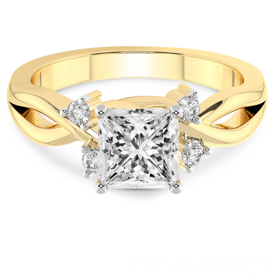 Twist Band Radiance princess Lab Grown Diamond Center Engagement Ring