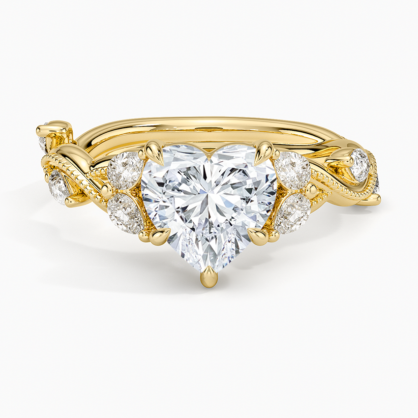 Vine Twist Milgrain Heart Lab Grown Diamond Center Engagement Ring