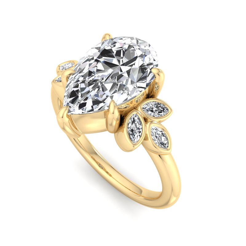 Floral Radiance Pear Lab Grown Diamond Center Engagement Ring
