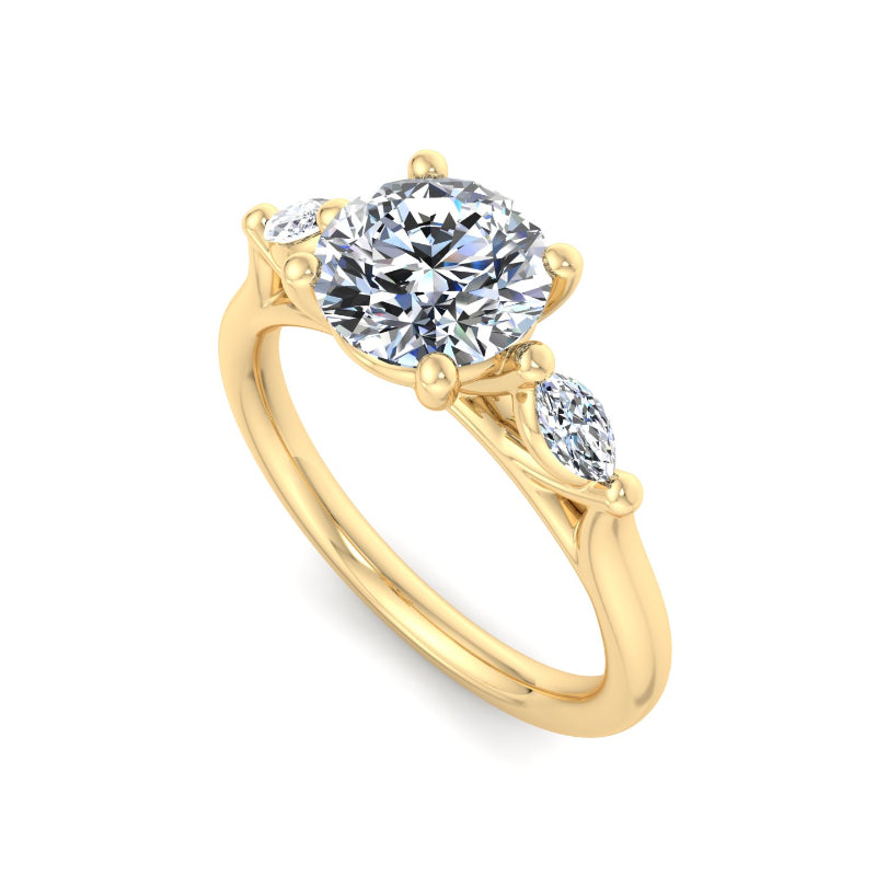 Classic Round-Cut Center with Side Accents Lab Grown Diamond Center Engagement Ring