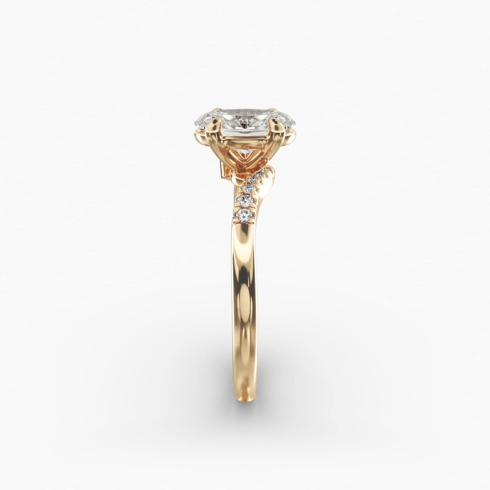 Asymmetric Elegance Oval Lab Grown Diamond Center Engagement Ring