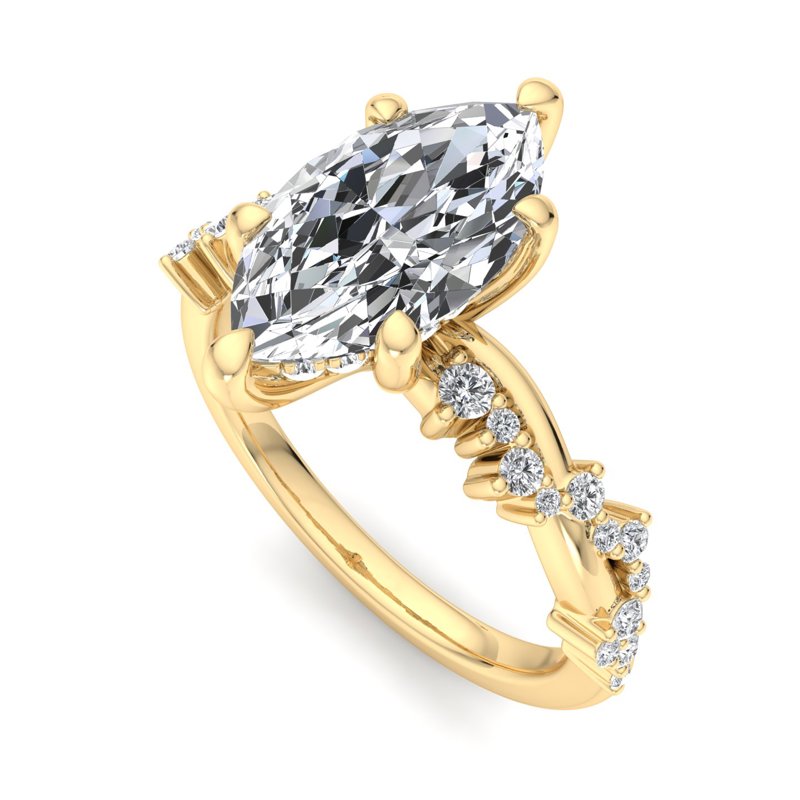 Classic Sparkle Pavé Marquise Lab Grown Diamond Center Engagement Ring