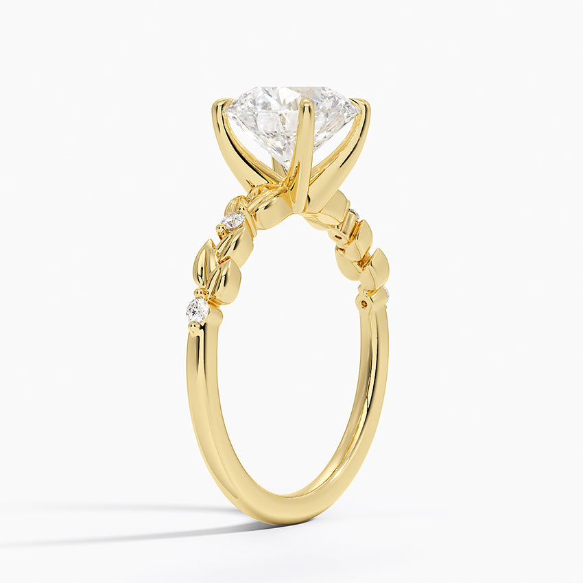 Vine Bloom Milgrain Round Lab Grown Diamond Center Engagement Ring