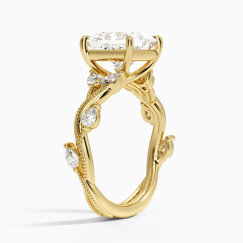 Vine Twist Milgrain Princess Lab Grown Diamond Center Engagement Ring