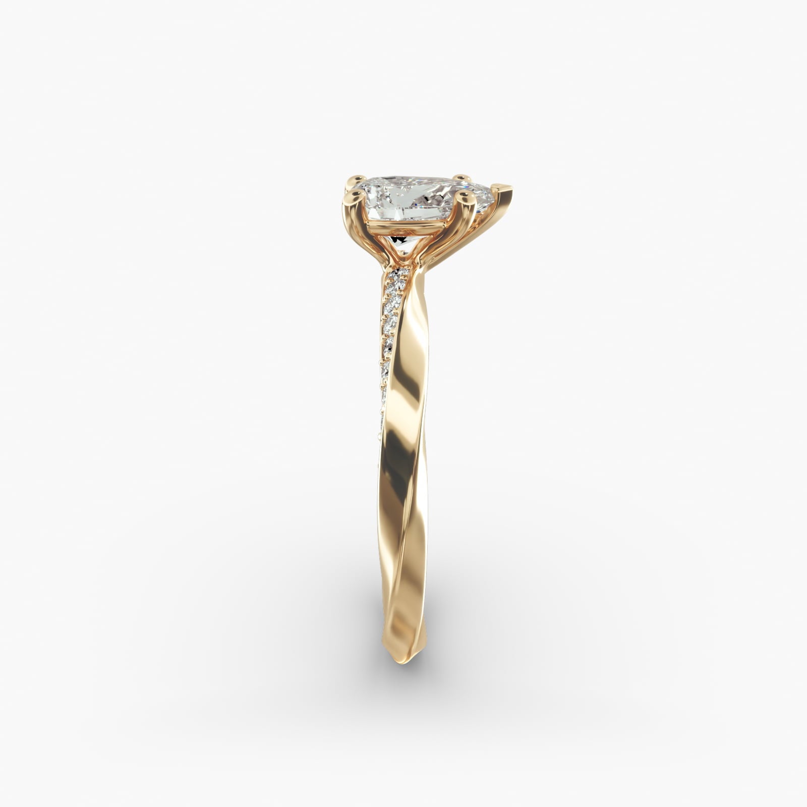 Twisted Sparkle Pear Lab Grown Diamond Center Engagement Ring