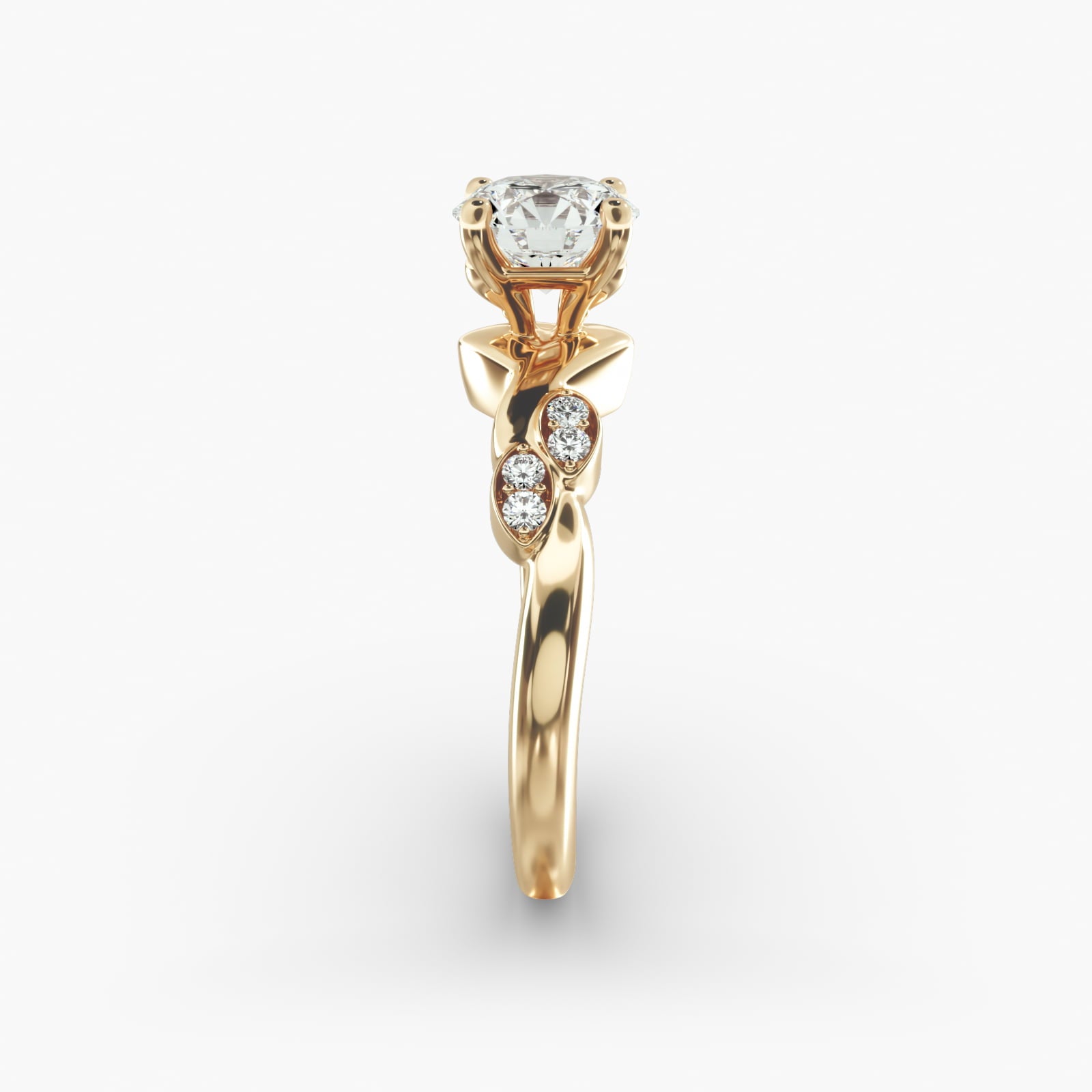 Floral Twist Cluster Round Lab Grown Diamond Center Engagement Ring