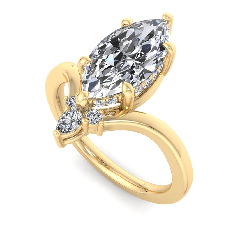 Radiant Tiered Sparkle Marquise Lab Grown Diamond Center Engagement Ring
