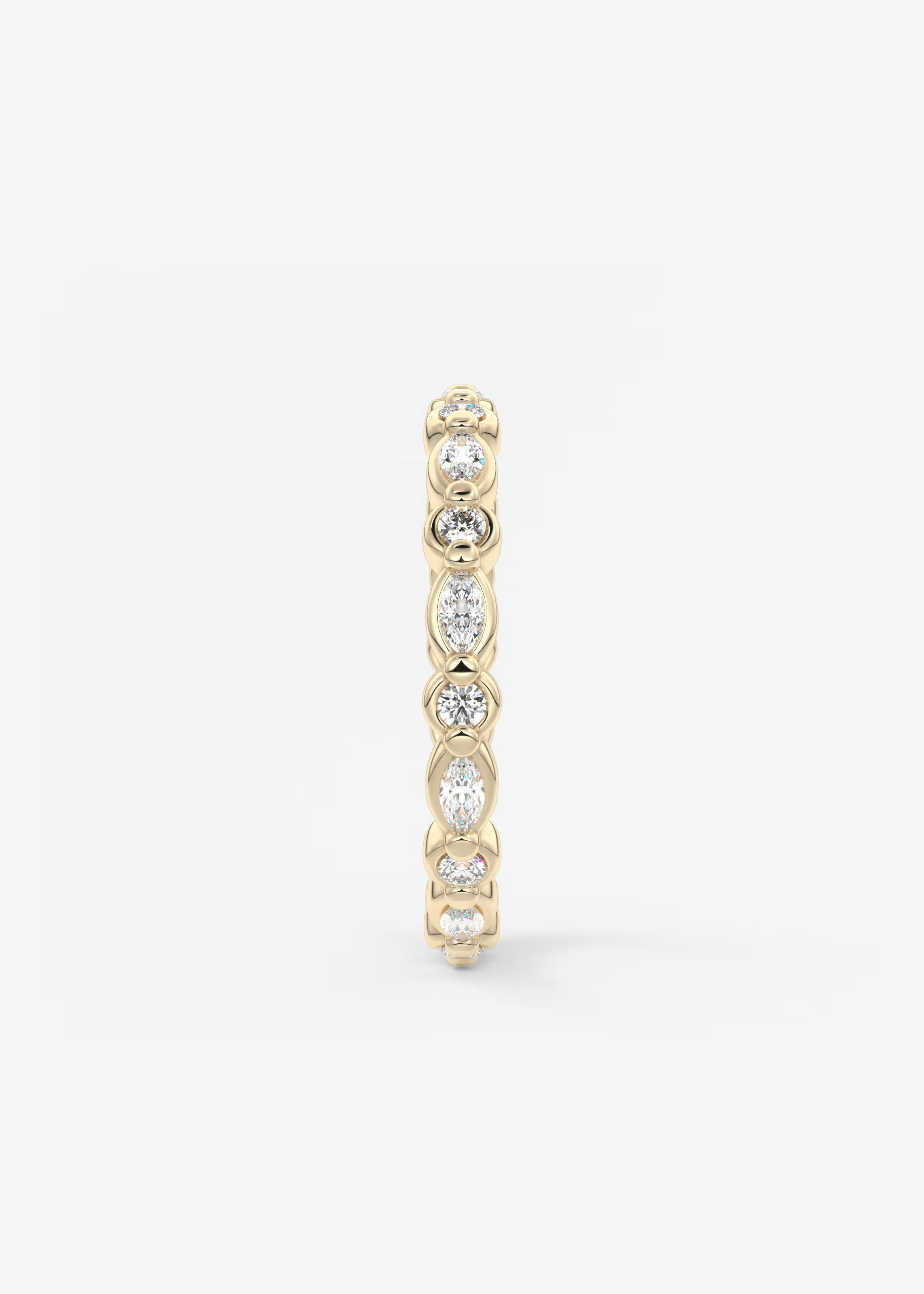 Gold Full Eternity Band with Alternating Oval and Round Diamond Motifs