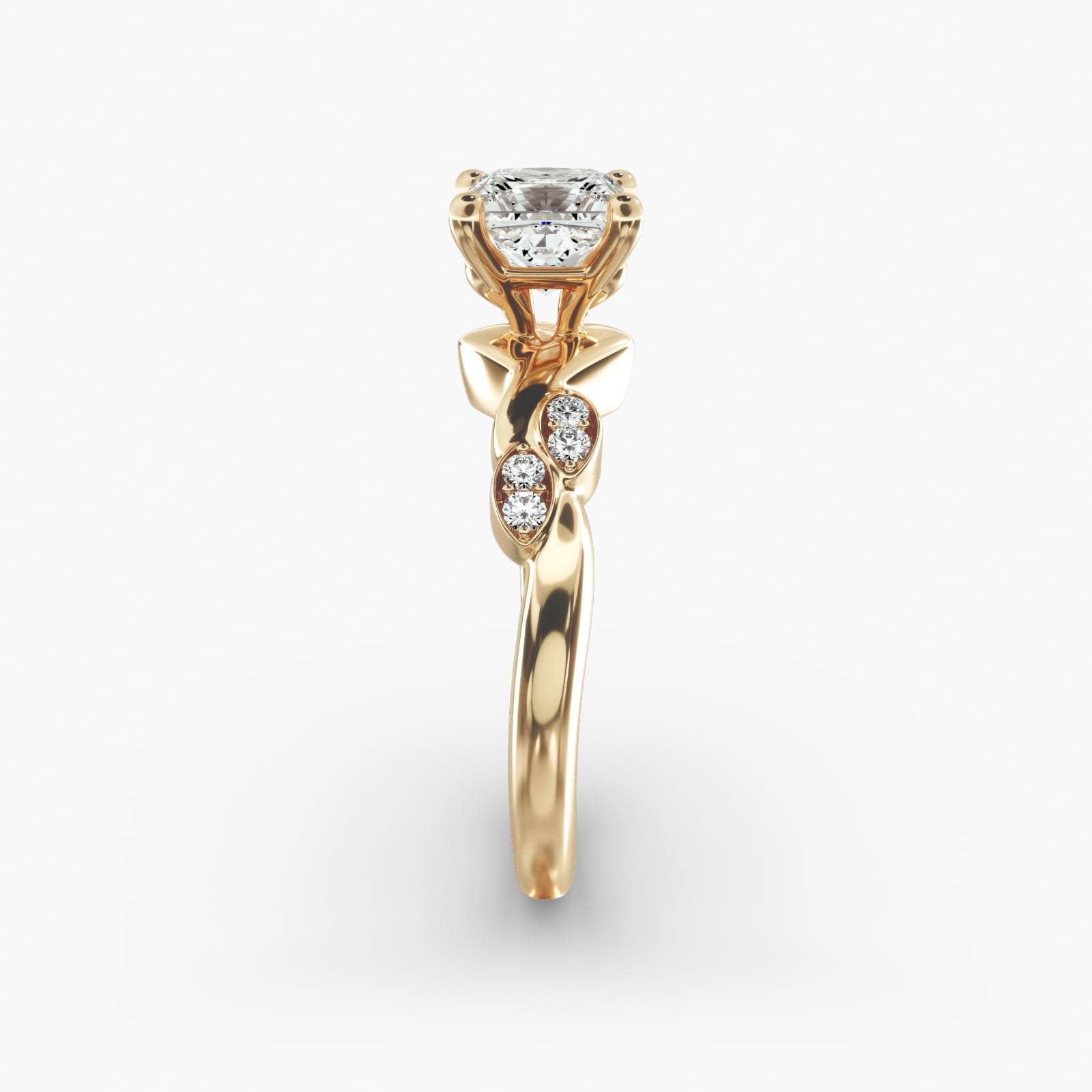 Floral Twist Cluster Princess Lab Grown Diamond Center Engagement Ring