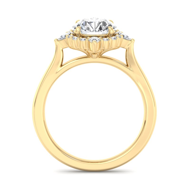 Halo-style with Pear Accents and Round Lab Grown Diamond Center Engagement Ring