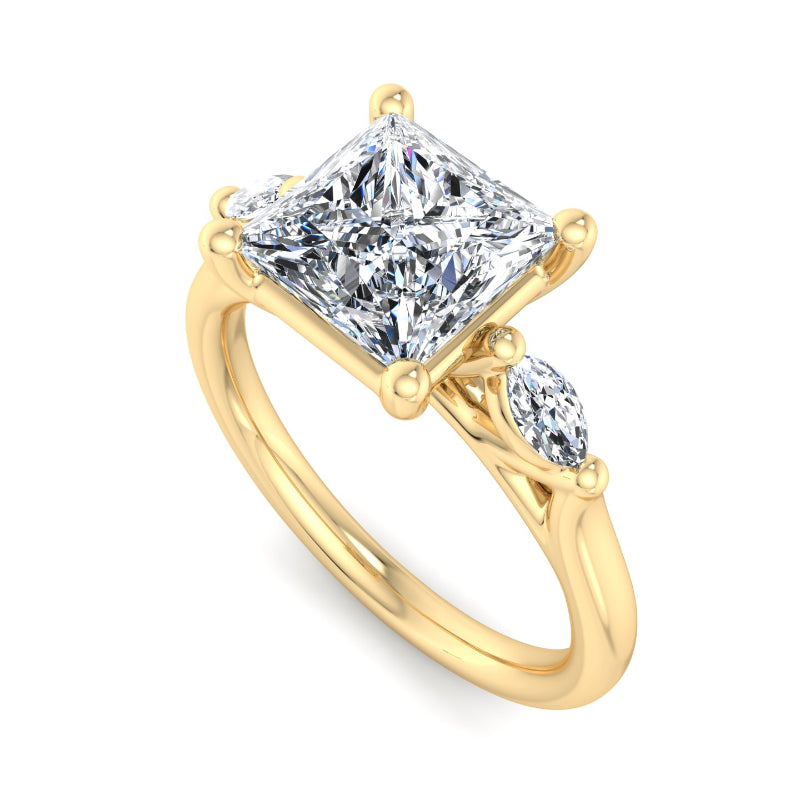 Classic Princess-Cut Center with Side Accents Lab Grown Diamond Center Engagement Ring