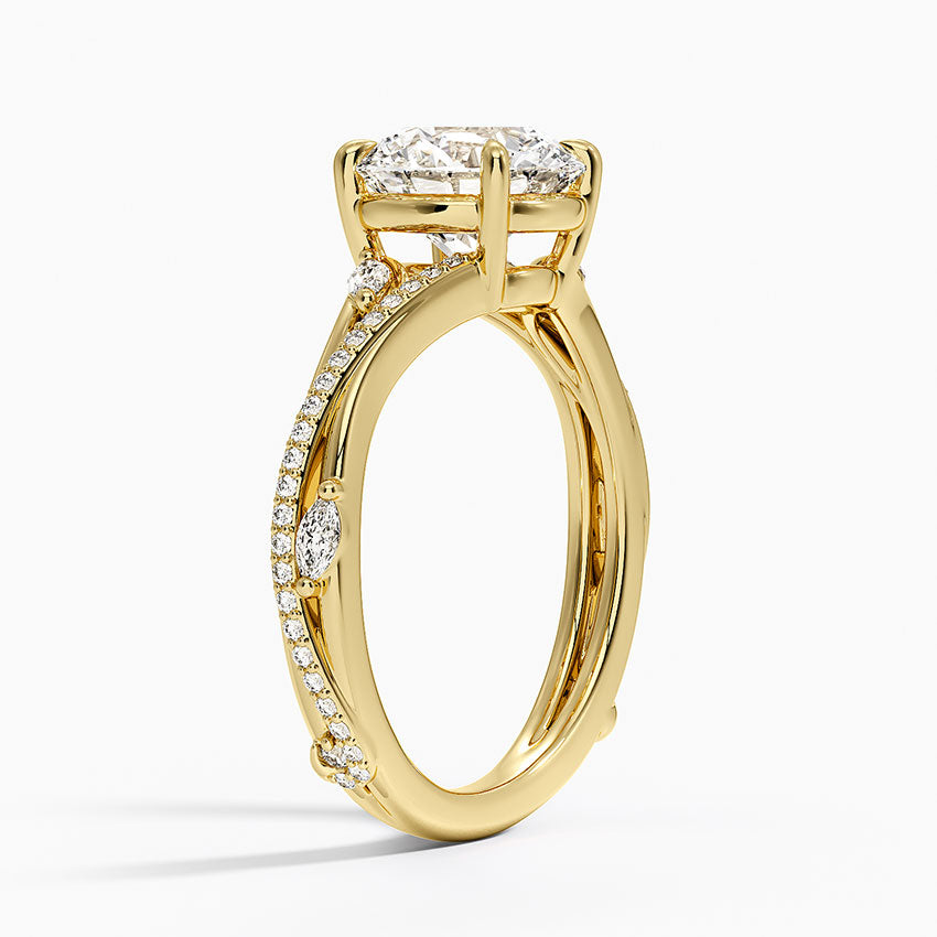 Split Vine Marquise Cluster Round Lab Grown Diamond Center Engagement Ring