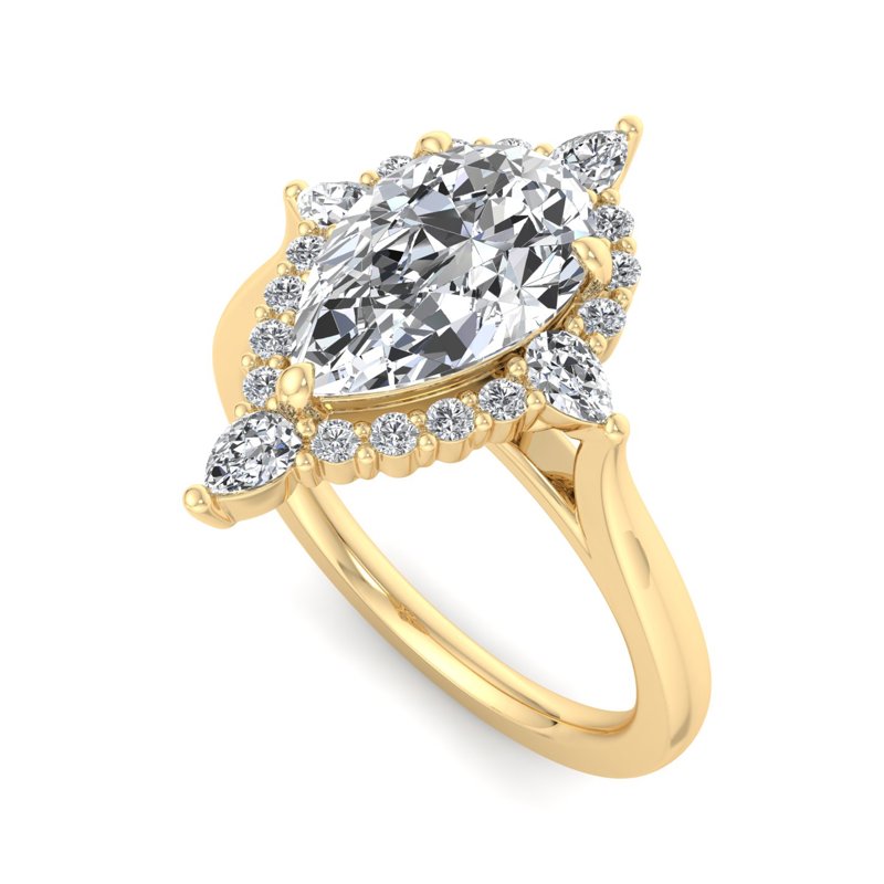 Halo-style with Pear Accents and Pear Lab Grown Diamond Center Engagement Ring