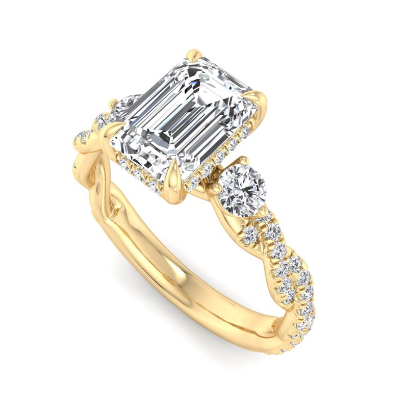 Emerald Lab Grown Diamond Center Engagement Ring