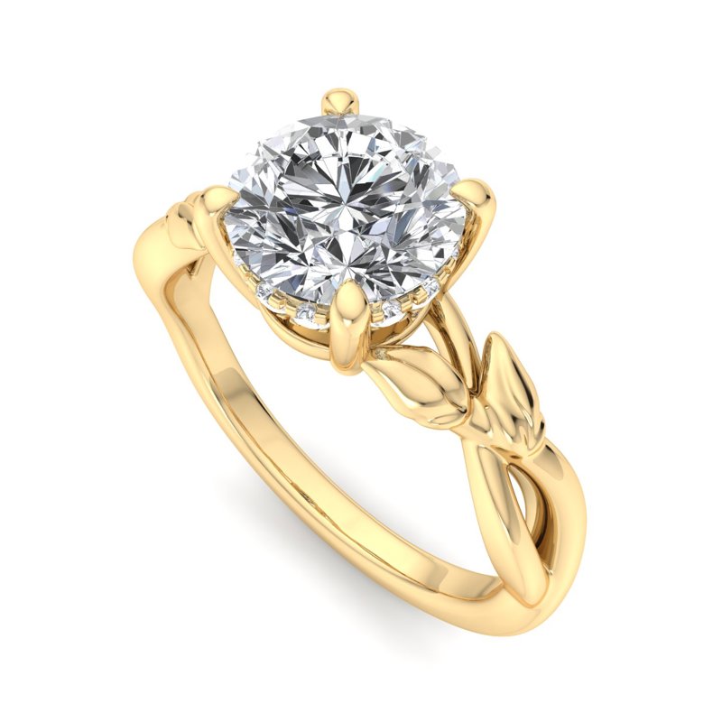 Nature-Inspired Round Lab Grown Diamond Center Engagement Ring