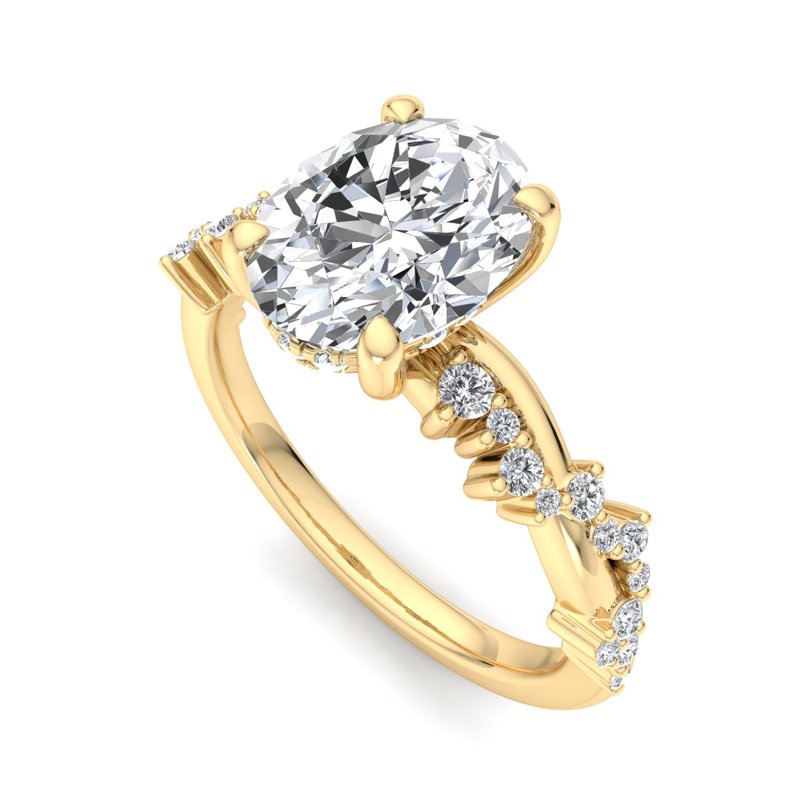 Classic Sparkle Pavé Oval Lab Grown Diamond Center Engagement Ring
