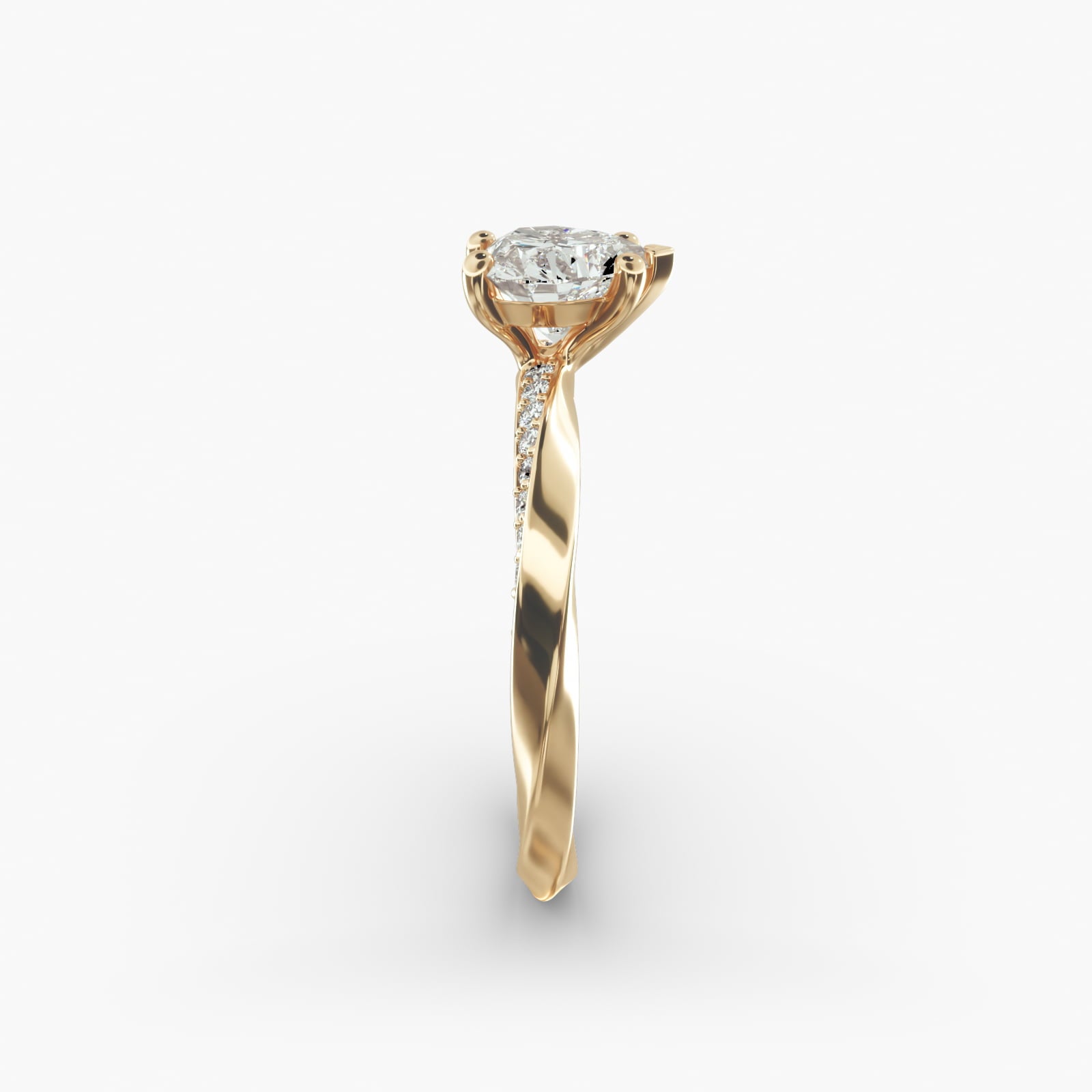 Twisted Sparkle Heart Lab Grown Diamond Center Engagement Ring