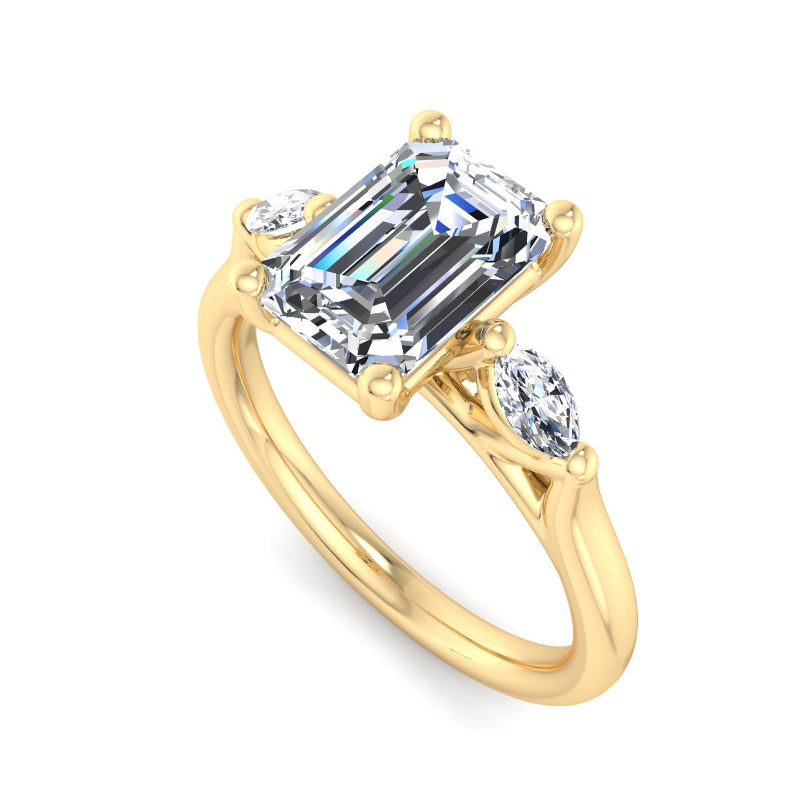 Classic Emerald-Cut Center with Side Accents Lab Grown Diamond Center Engagement Ring