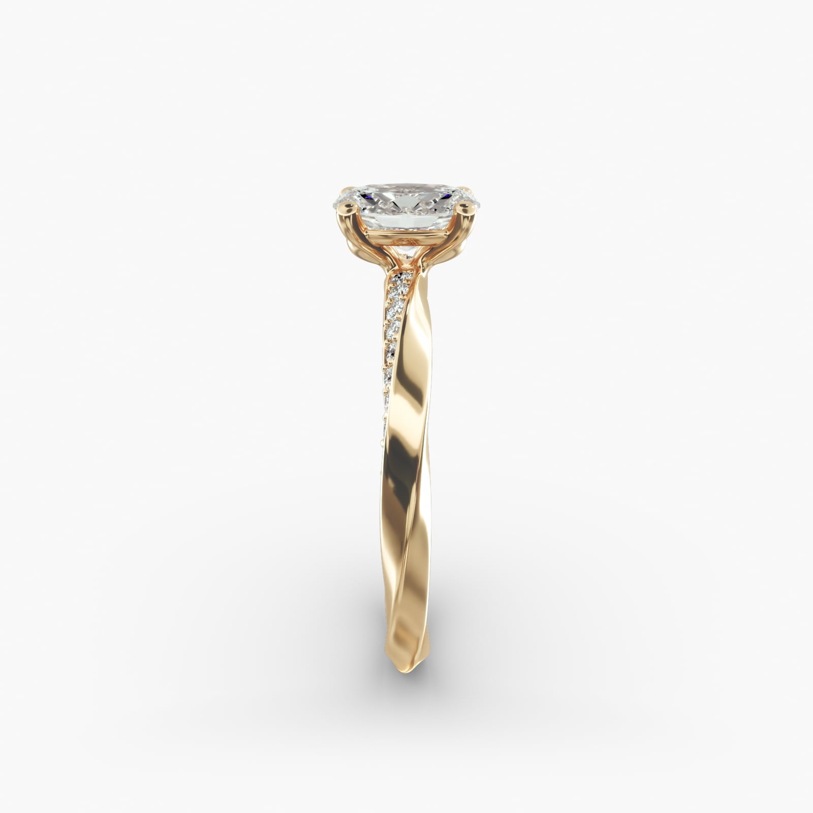Twisted Sparkle Oval Lab Grown Diamond Center Engagement Ring