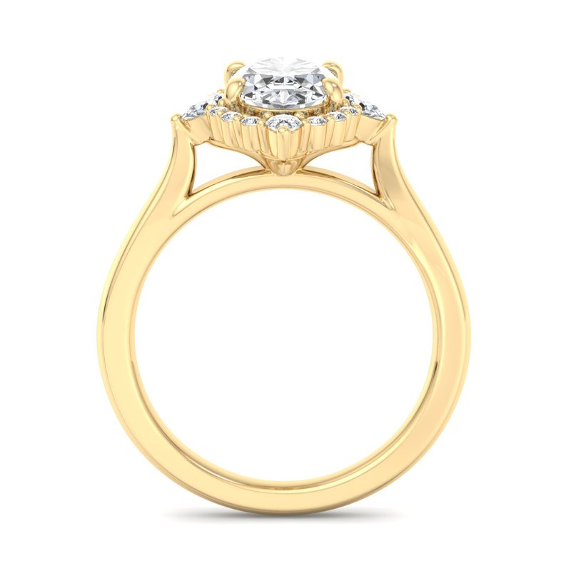 Halo-style with Pear Accents and Oval Lab Grown Diamond Center Engagement Ring