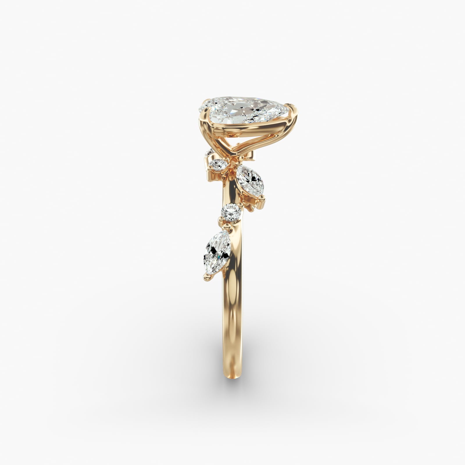 Symphony of Light Floral Pear Lab Grown Diamond Center Engagement Ring