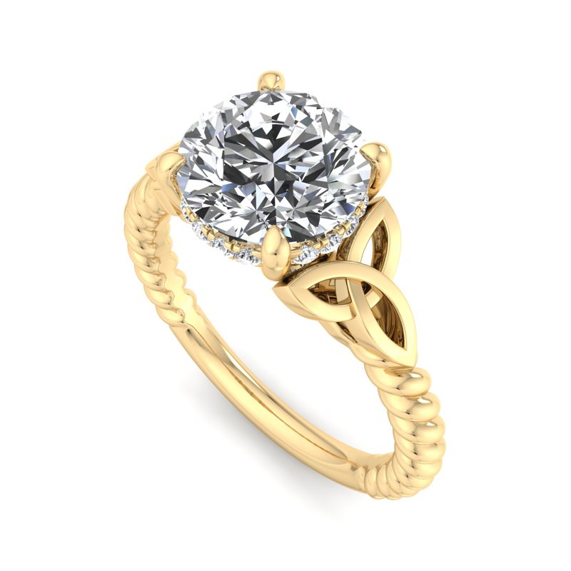 Twisted Vine Artisan Round Lab Grown Diamond Center Engagement Ring